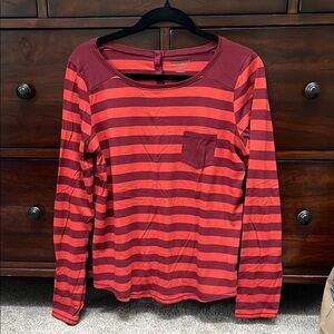 Women's Striped Long Sleeve Top - Red